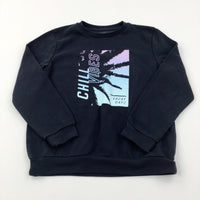 'Chill Vibes' Palm Tree Charcoal Grey Sweatshirt - Boys 9-10 Years