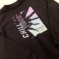 'Chill Vibes' Palm Tree Charcoal Grey Sweatshirt - Boys 9-10 Years