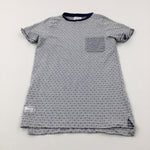 Patterned Grey & Navy T-Shirt - Boys 9-10 Years