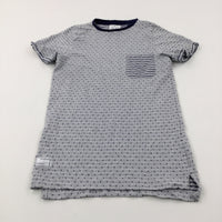 Patterned Grey & Navy T-Shirt - Boys 9-10 Years