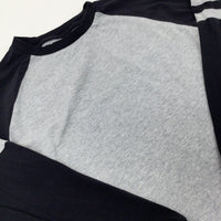 Black & Grey Long Sleeve Top - Boys 9-10 Years