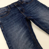 Mid Blue Denim Jeans With Adjustable Waist - Boys 9-10 Years