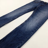 Mid Blue Denim Jeans With Adjustable Waist - Boys 9-10 Years