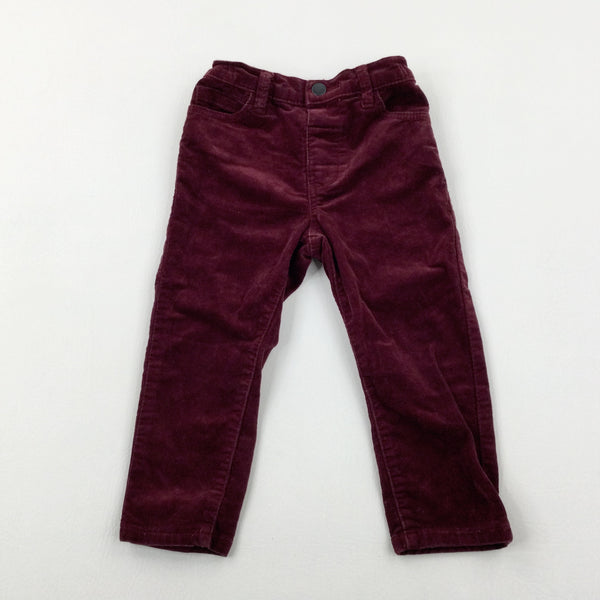 Burgundy Cord Trousers With Adjustable Waist - Boys 18-24 Months
