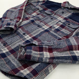 Burgundy & Navy Checked Long Sleeve Shirt - Boys 9-10 Years