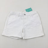 **NEW** White Denim Shorts With Adjustable Waist - Girls 9-10 Years