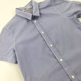 Light Blue Striped Shirt - Boys 6-7 Years