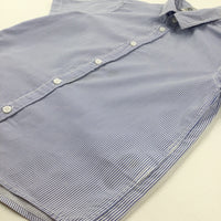 Light Blue Striped Shirt - Boys 6-7 Years