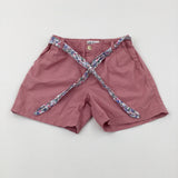 Dusky Pink Shorts With Adjustable Waist & Tie Belt - Girls 9-10 Years