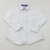 White Cotton Long Sleeve Shirt - Boys 6-7 Years