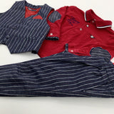 Red & Blue Polo Shirt Waistcoat & Trousers Set - Boys 18-24 Months