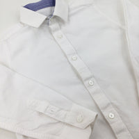 White Cotton Long Sleeve Shirt - Boys 6-7 Years