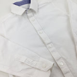 White Cotton Long Sleeve Shirt - Boys 6-7 Years