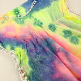 Tie Dye Colourful Beach Cover Up With Pom Pom - Girls 9-10 Years