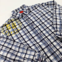 '68' Navy Checked Long Sleeve Shirt - Boys 6-7 Years