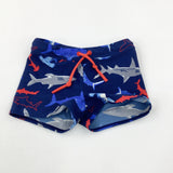 Colourful Sharks Blue Swim Shorts - Boys 18-24 Months