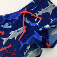 Colourful Sharks Blue Swim Shorts - Boys 18-24 Months