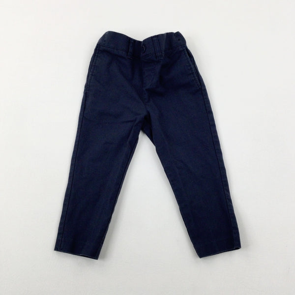 Navy Trousers With Adjustable Waist - Boys 18-24 Months