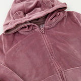 Pink Soft Velour Zip Through Hoodie & Joggers Set - Girls 18-24 Months