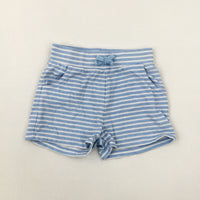 Blue Striped Jersey Shorts - Girls 18-24 Months