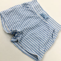 Blue Striped Jersey Shorts - Girls 18-24 Months