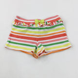 Colourful Striped White Jersey Shorts - Girls 18-24 Months