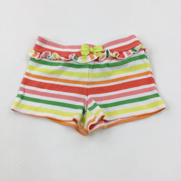 Colourful Striped White Jersey Shorts - Girls 18-24 Months