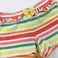 Colourful Striped White Jersey Shorts - Girls 18-24 Months