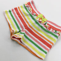 Colourful Striped White Jersey Shorts - Girls 18-24 Months