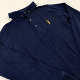 Stag Motif Navy Long Sleeve Polo Shirt - Boys 8-9 Years