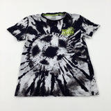 'Football Legend' Tie Dye Black & White T-Shirt - Boys 8-9 Years