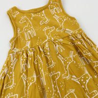 Giraffes Mustard Dress - Girls 18-24 Months