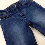 Mid Blue Denim Shorts With Adjustable Waist - Boys 8-9 Years