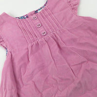 Colourful Flowers Layered Pink Cord Dress - Girls 18-24 Months
