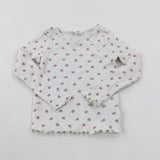 Flowers White Long Sleeve Top - Girls 18-24 Months