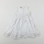 Butterflies Embroidered Diamonte White Dress - Girls 18-24 Months