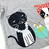 Colourful Cats Glittery Grey T-Shirt - Girls 18-24 Months