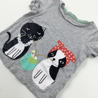 Colourful Cats Glittery Grey T-Shirt - Girls 18-24 Months