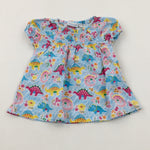 Colourful Dinosaurs Blue Long Sleeve Top - Girls 18-24 Months