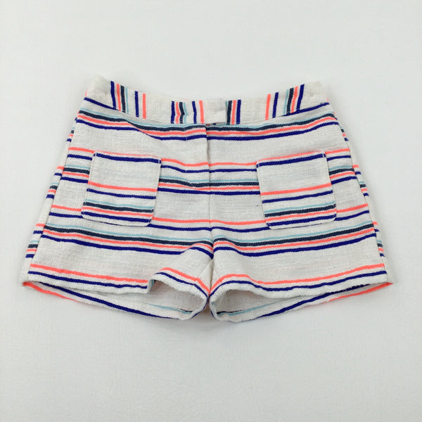 Colourful Striped Textured Shorts - Girls 8-9 Years