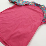 Flowers Pink & Turquoise Beach Top - Girls 8-9 Years