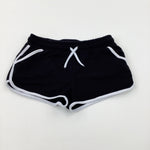 White Striped Panel Black Shorts - Girls 8-9 Years