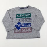 'Totally Awesome' Grey Long Sleeve Top - Boys 3-4 Years