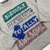 'Totally Awesome' Grey Long Sleeve Top - Boys 3-4 Years