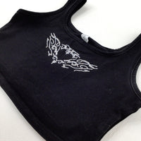 Diamonte Heart Black Cropped Vest Top - Girls 8-9 Years