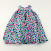 Flowers Colourful Floaty Dress With Stitched Detail Neckline - Girls 8-9 Years