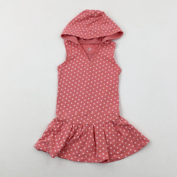 Spotty Coral Hooded Dress - Girls 2-3 Years