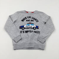 'When The Lights..' Police Car Grey Sweatshirt - Boys 9-10 Years