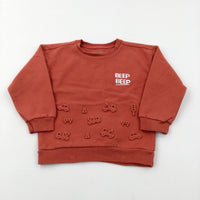 'Beep Beep' Cars & Diggers Orange Sweatshirt - Boys 3-4 Years