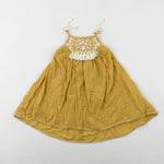 Flowers Embroidered Yellow Dress - Girls 2-3 Years